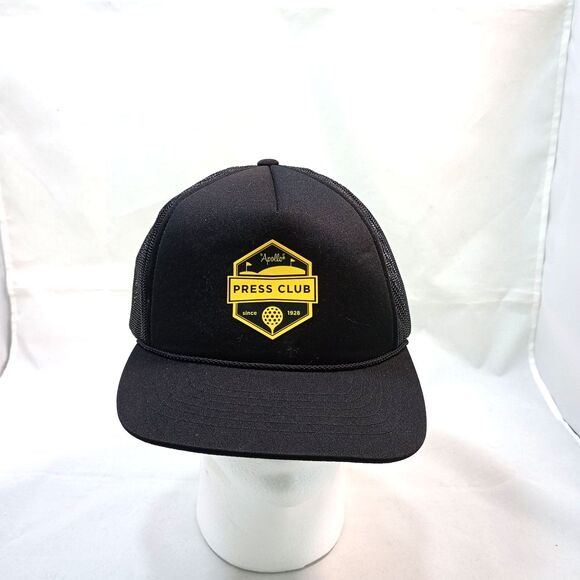 Apollo Press Club Trucker Snapback Cap Black and Yellow 6 Panel - Picture 3 of 5
